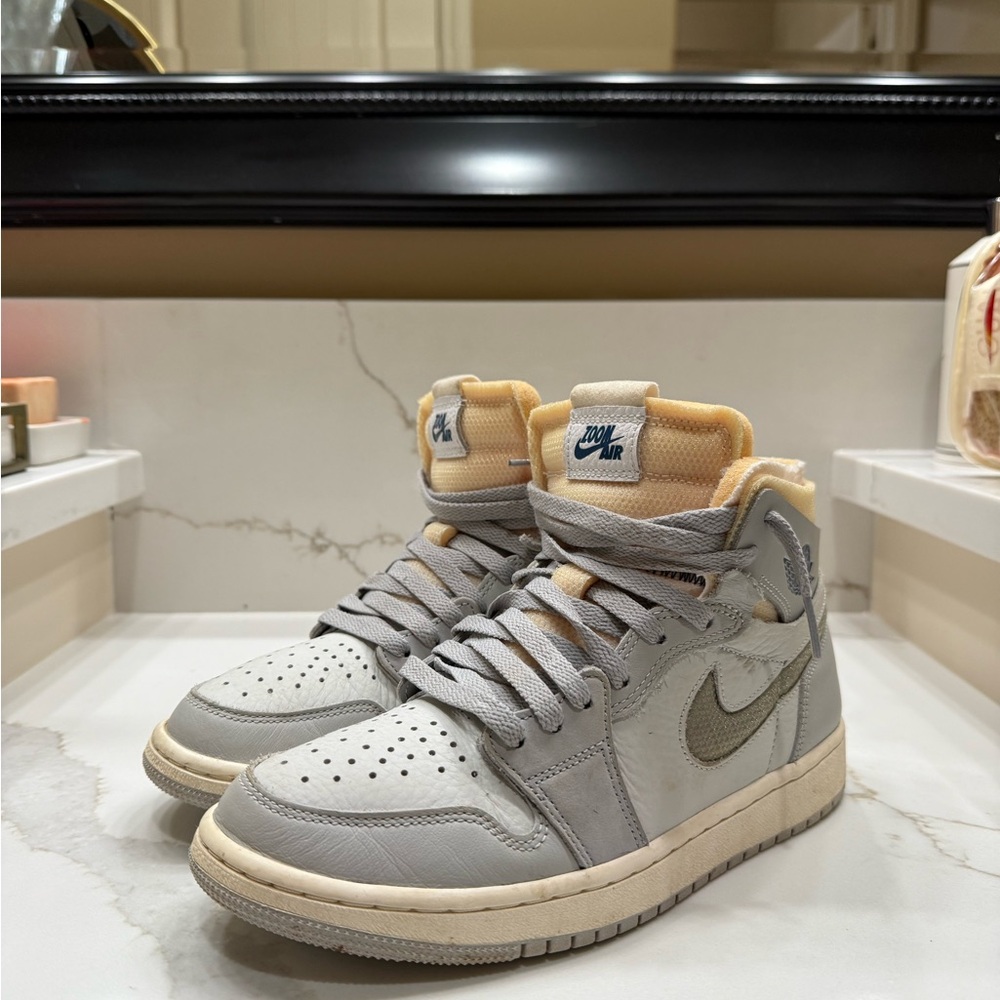 Nike Air Jordan High-Top Sneakers in Gray and Cream